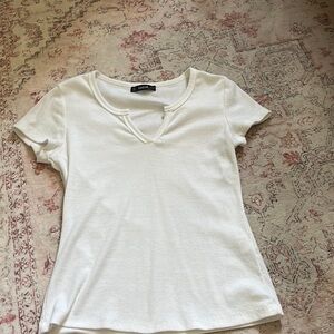 Shein White V-Neck Tee
